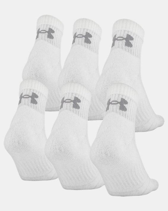 Youth UA Training Cotton Quarter – 6-Pack Socks, White, pdpMainDesktop image number 1